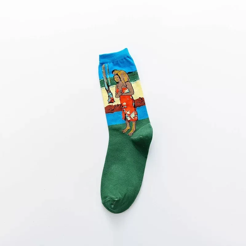 Calcetines de Arte de pintura al óleo abstracta в стиле ретро на каждый день clásica para mujer modernos Ван Гог noche estrellada pintura al ó - Цвет: 26