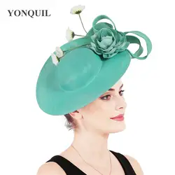 Новые винтажные kenducky Дерби большие шляпы женские свадебные вуалетки повязки на голову с милым шикарным украшение из цветов женские