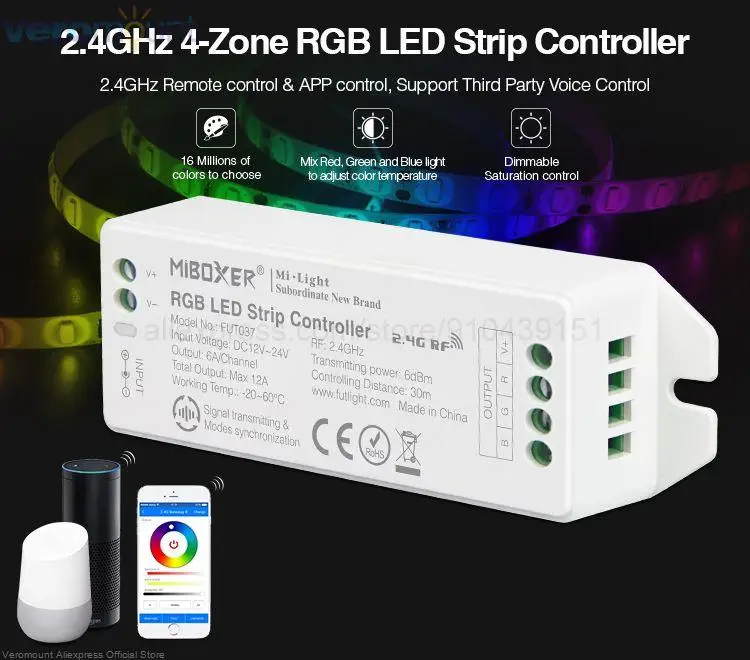 rgb + cct led strip controlador