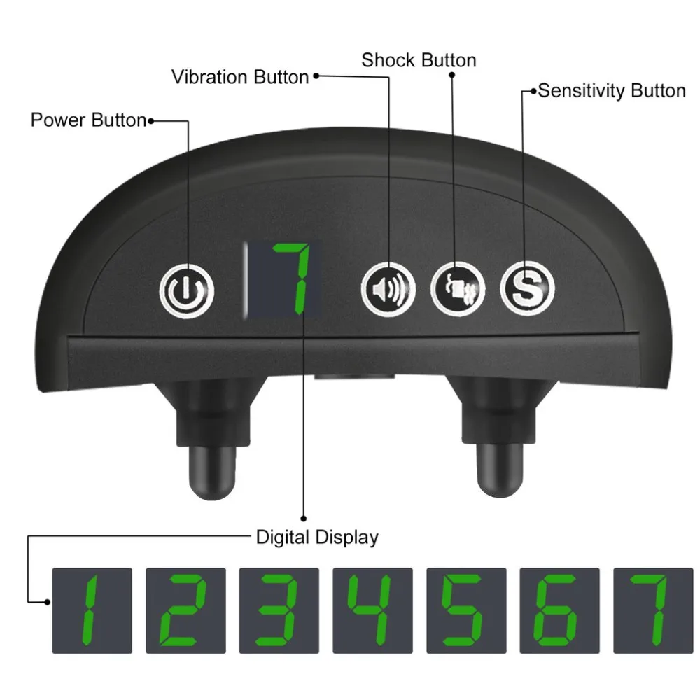 Регулируемый кора воротник, с рисунком черепа Перезаряжаемые собаки ошейник "антилай" Ошейник с 7 Чувствительность классов Поддержка вибрации