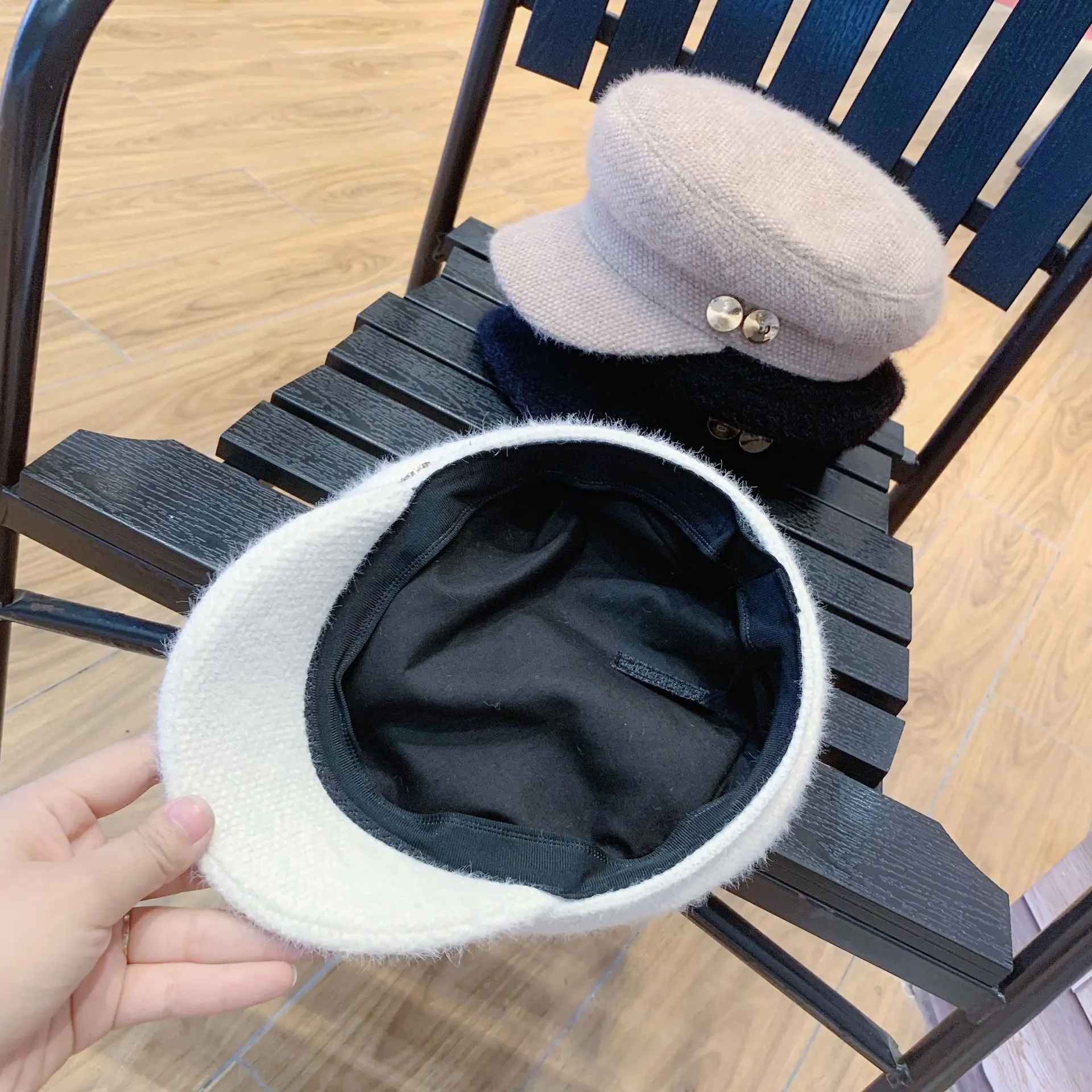01909-yuchun882285365 металлические кнопки зимние теплые Восьмиугольные шляпы мужские женские козырьки для отдыха кепки оптом