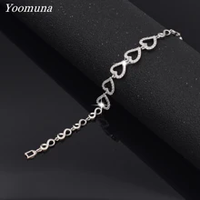 Популярный кубический цирконий камень браслет невесты Ювелирные изделия Белый цвет лист очаровательный браслет прозрачный браслет с кристаллами для женщин