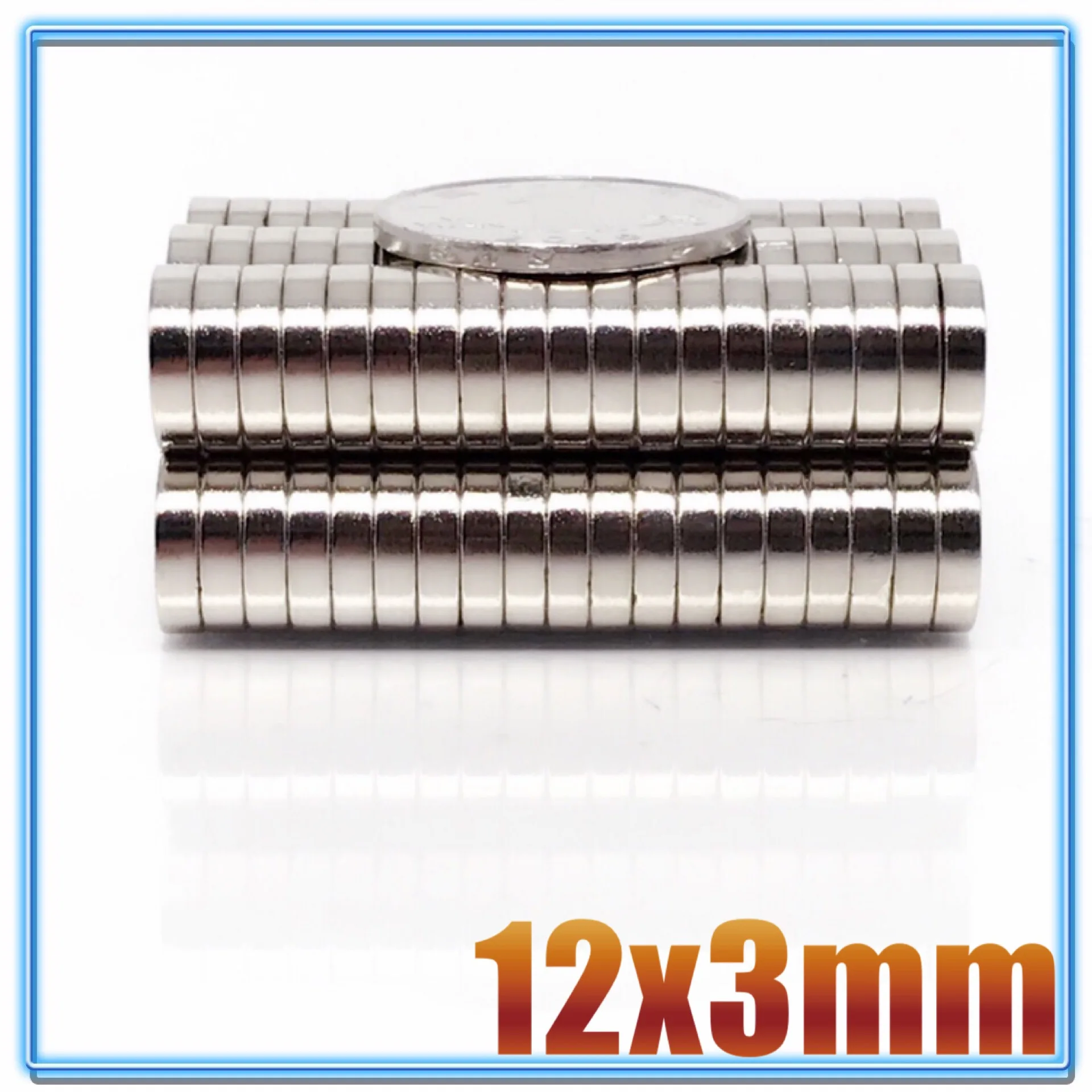 Imán de neodimio redondo súper potente, disco de imán permanente fuerte, N35, NdFeB, 12x3mm, 10-500 piezas