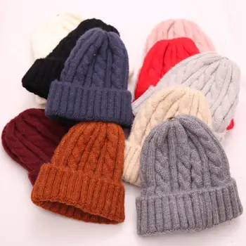 

Women Beanies Girl Luxury winter hat Candy Colors Hats Thick Warm Bonnet Beanie Soft Knitted Beanies Cotton Twist Pattern Caps