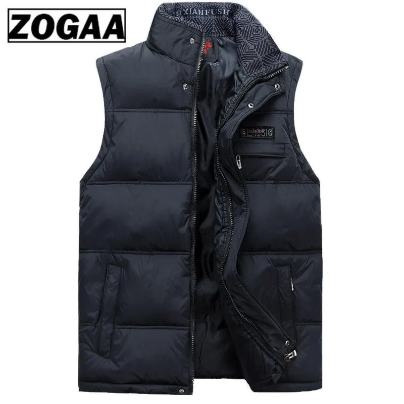 ZOGAA мужские без рукавов жилет Parkas Homme Зимние Повседневные Пальто с хлопковой