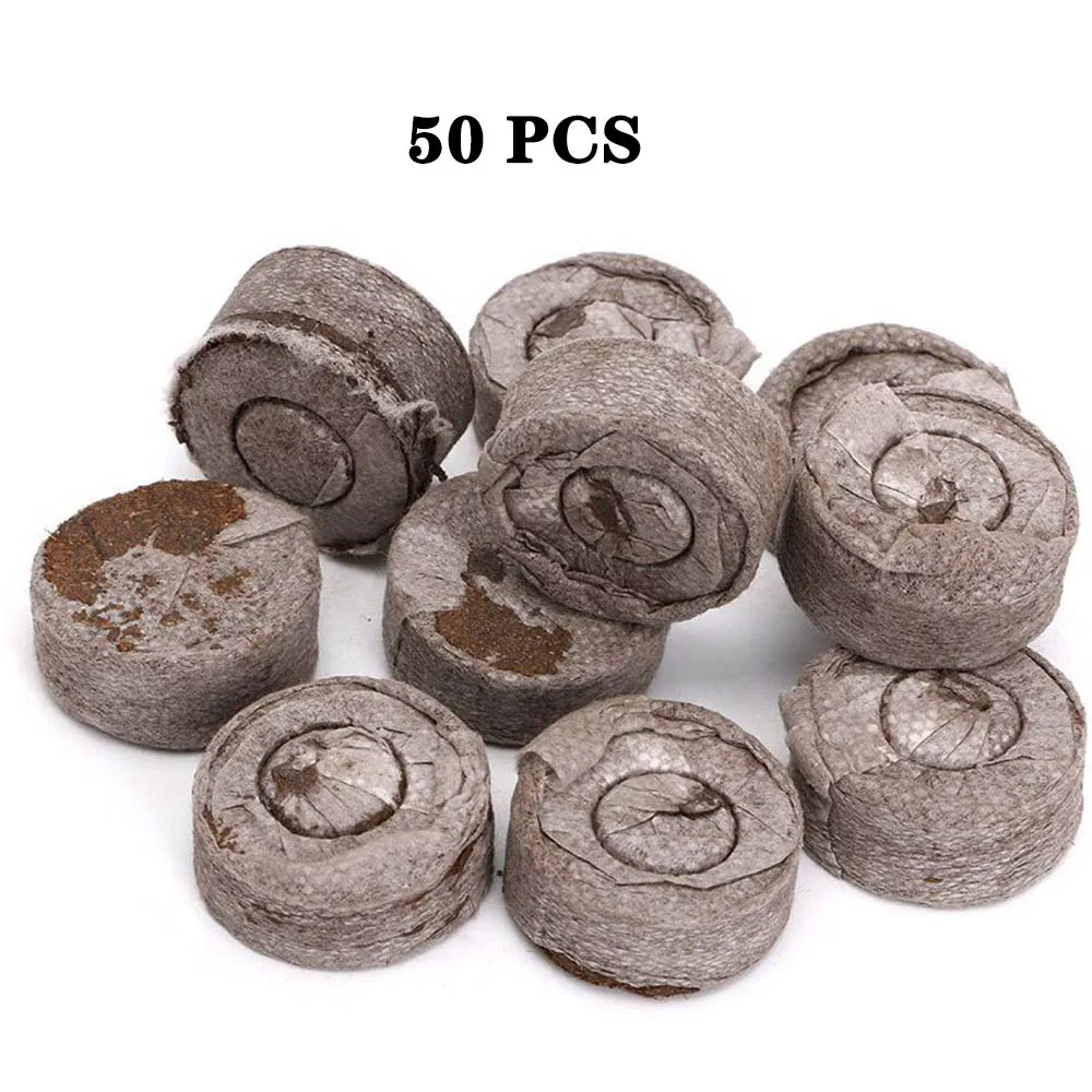 50 pcs Soil Blocks 6/12 ячеек, пластиковые горшки для питомника, набор лотков для посадки семян с куполом и основанием, блок питания для питомника и набор инструментов для трансплантации - Цвет: 50 pcs Soil Blocks