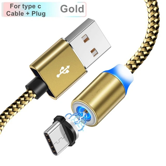 gold Cable and Plug Кабель для освещения Магнитный кабель usb type C адаптер для быстрой зарядки Microusb type-C магнитное зарядное устройство USB C для huawei samsung xiaomi - Цвет: gold Cable and Plug