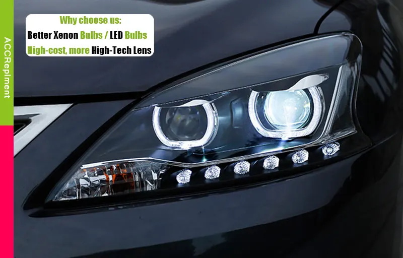 Автомобильный Стайлинг светодиодный головной фонарь для Nissan Sylphy фары 12-15 Sentra светодиодный фонарь Sylphy drl H7 hid Q5 Биксеноновые линзы ближнего света