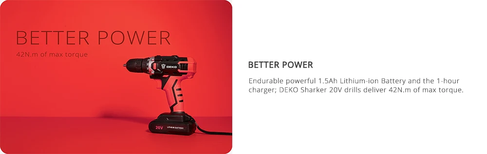 DEKO Sharker 20 в 3/" Беспроводная сверлильная электрическая отвертка мини беспроводной драйвер питания постоянного тока литий-ионный аккумулятор 2 скорости