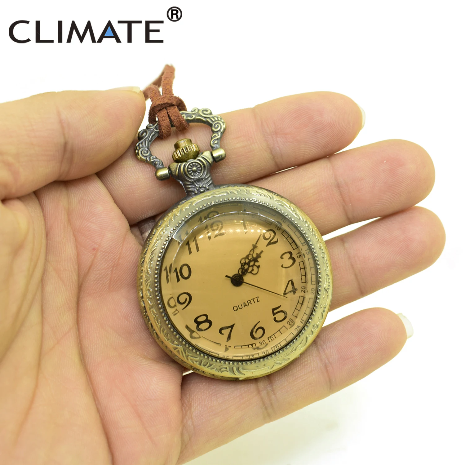 Vintage Cool Pocket Watch Men Retro Emboss Round Leather Chain Bronze Alloy Quartz Pocketwatch Dial Arabic Necklace | Наручные часы
