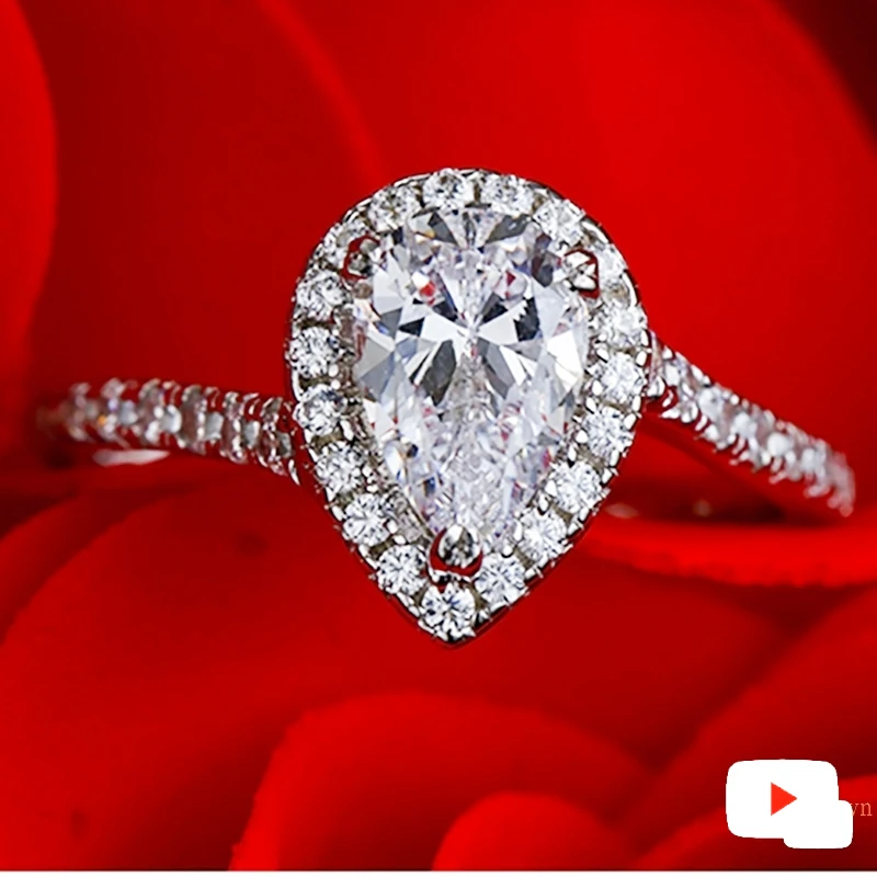 

6*9mm S925 Fine Jewelry sterling silver ring imitation diamond Carat 4Cs wedding proposal dream