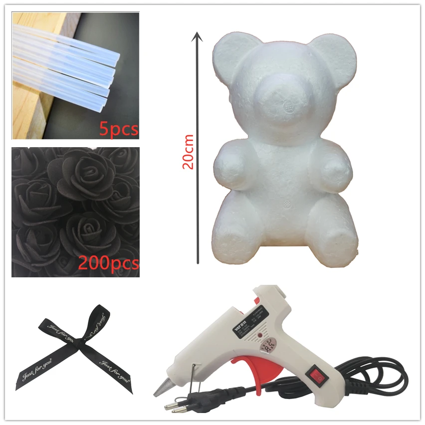 20cm rose black Роза плюшевый медведь цветок подарок на день Святого Валентина праздник Высокое качество DIY подарки Рождественский подарок 20/32 см искусственные цветы - Цвет: 20cm rose black