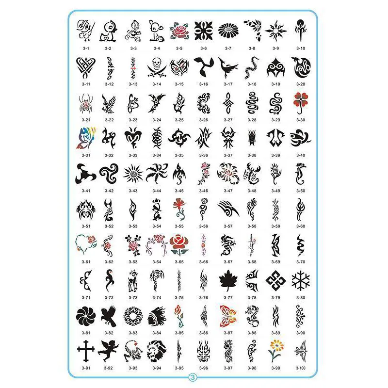 Book 3 100pcs pattern reusable airbrush tattoo stencils Temporary Painting Glitter Tattoos Template Henna For Women Kids Girl Book 3 100pcs pattern reusable airbrush tattoo stencils Temporary Painting Glitter Tattoos Template Henna For Women Kids Girl