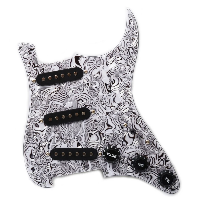 Многоцветный ST Pickguard схемы SSS W/B/W с черным звукоснимателем - Цвет: BlacK white