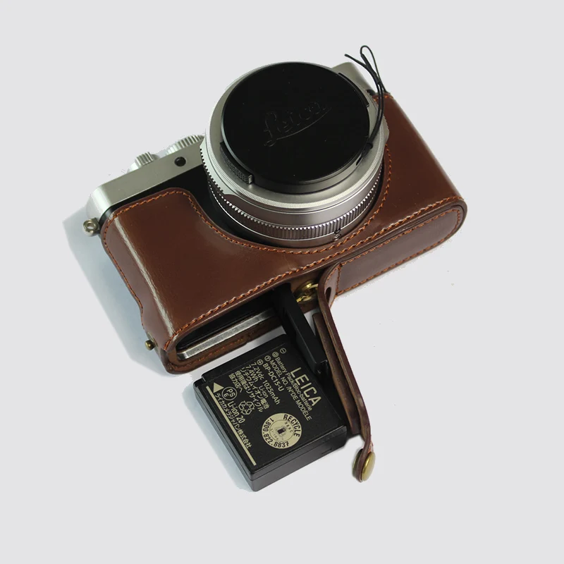 レザーカメラケース,カバー,バッテリー開口部付き,leica D-LUXタイプ 