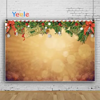 

Yeele Christmas Balls Gift Photo Background Photophone Golden Light Green Leaves Photography Backdrops for Decor Customized Size