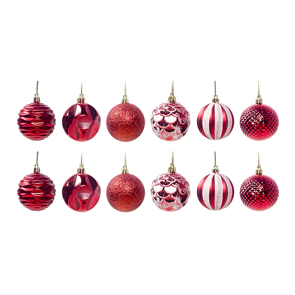 12 шт., шар для рождественской елки, блестящий пластик, ПВХ, безделушка, рождественская елка, подвесное украшение, Esferas De Navidad, декоративные шары для рождественской вечеринки