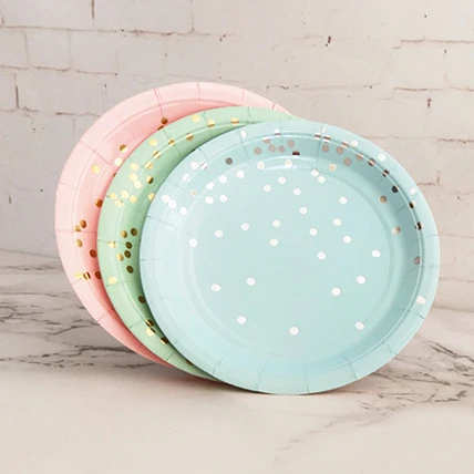 24pcs Confetti Dot Small Paper Plates Pastel Blue/Pink/Mint Dessert Dishes  Birthday Baby Shower Gender Reveal Party Tableware - AliExpress