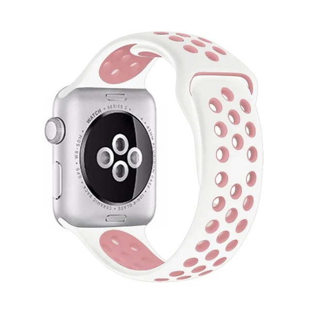 Strap for Apple watch series 7 45mm 41mm 38mm 40mm silicone watchband bracelet correa on smartwatch 6543 se 44mm 42m accessories White pink