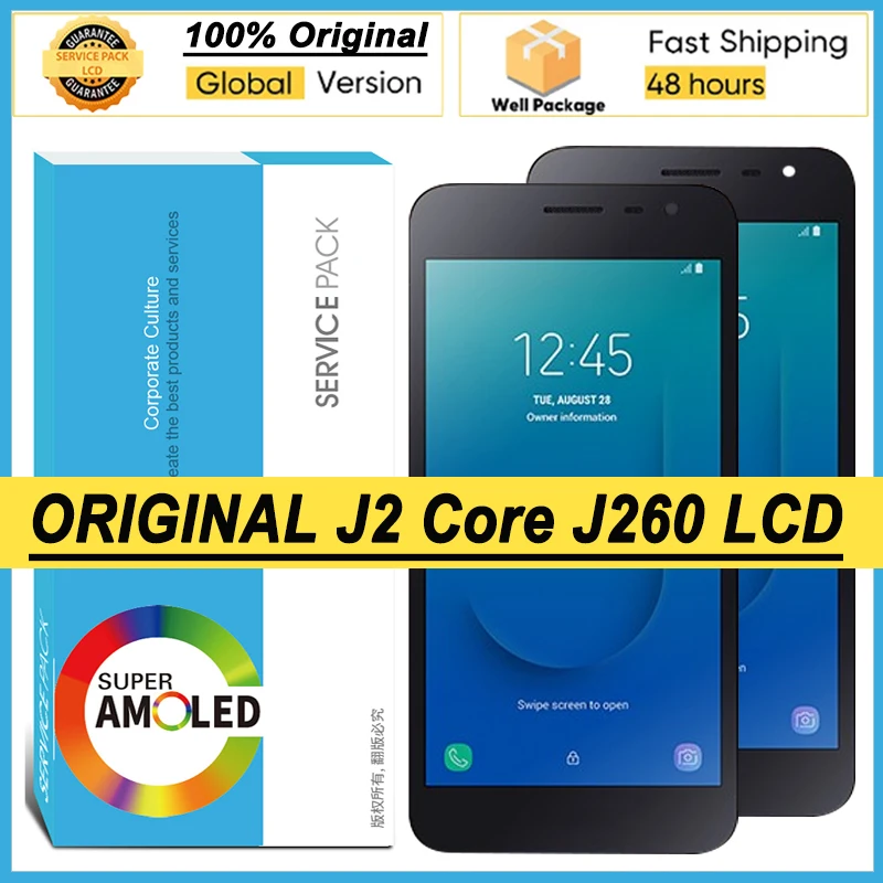 100% Оригинальный Amoled 5 0 ''дисплей для Samsung Galaxy J2 Core J260 Полный ЖК сенсорный экран