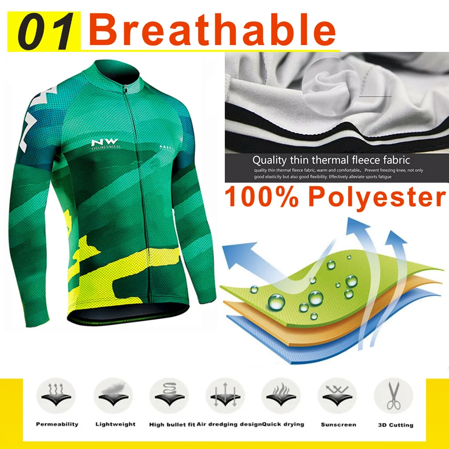 Men Winter Thermal Cycling Clothing New NW Long Sleeve Cycling Jersey Set Ropa Ciclismo MTB Bike Maillot Bicycle Wear