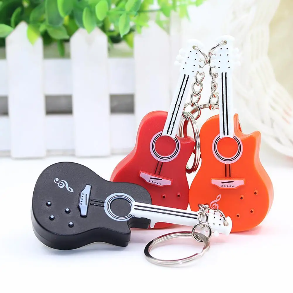 Guitar Funny With LED Light Sound-emitting Keychain Bag Small Pendant Toy Key Ring Holder Hanging Ornament | Украшения и