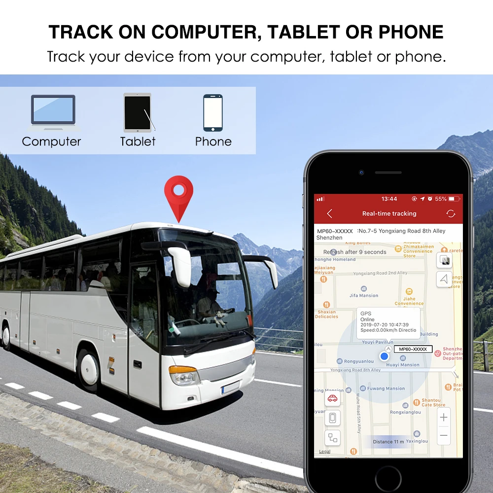 MP60 gps трекер портативный мини gps трекер для автомобиля в реальном времени отслеживание 20 гео-забор отслеживание автомобиля 200 дней в режиме ожидания установка
