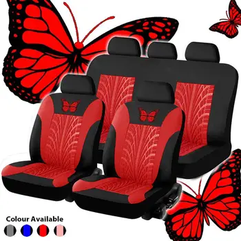 

Universal 4pcs/9pcs Front/rear Car Seat Covers Breathable 3D Butterfly Prints Seat Cushion For Car Decoration Red Blue Pink Gray
