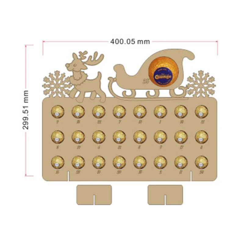 Деревянный рождественский календарь ручной работы, выдолбленный обратный отсчет, рождественская елка, лось, шоколадная подставка, держатель, домашний декор, 1 шт