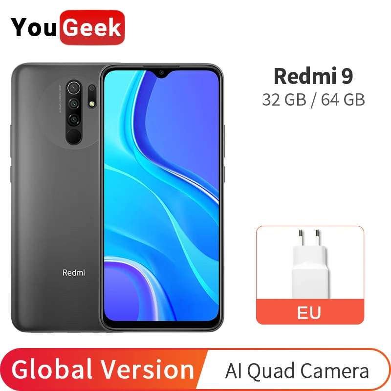 Смартфон Xiaomi Redmi 9 глобальная версия 32 ГБ/64 ГБ Восьмиядерный процессор Helio G80