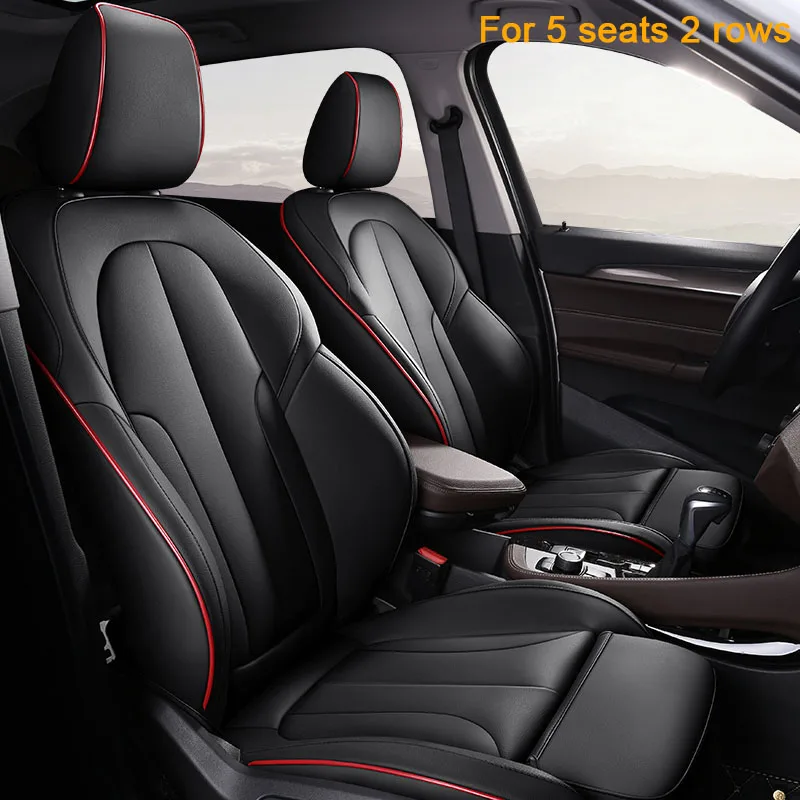 FUZHKAQI сделать пользовательские кожаные чехлы для автомобильных сидений Jaguar XJ XF XE E-PACE XFL XEL автомобильные чехлы на сиденья защитное покрытие автомобильного сиденья - Название цвета: black