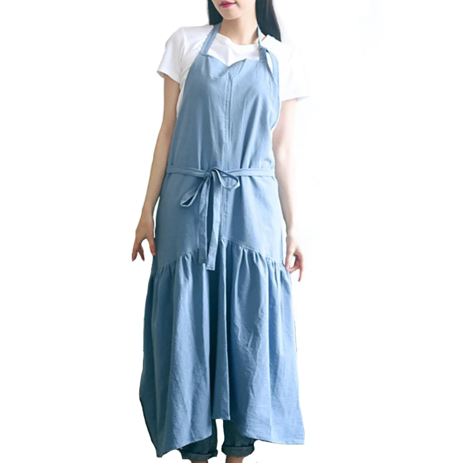 

Japanese Cotton and Linen Fishtail Fairy Apron Coffee Flower Shop Gardening Studio Kindergarten Teacher Overalls Work Clothes