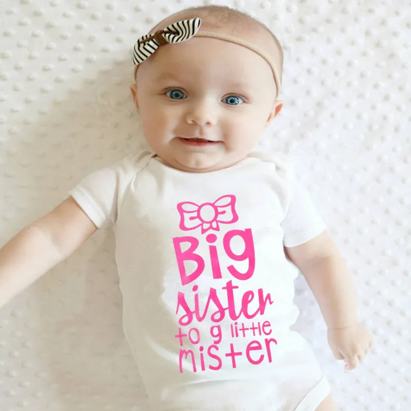 Боди «Big Sister and Little Mister» для маленьких мальчиков и девочек, комбинезон для новорожденных, комбинезон для близнецов, милый костюм для малышей 0-18 месяцев