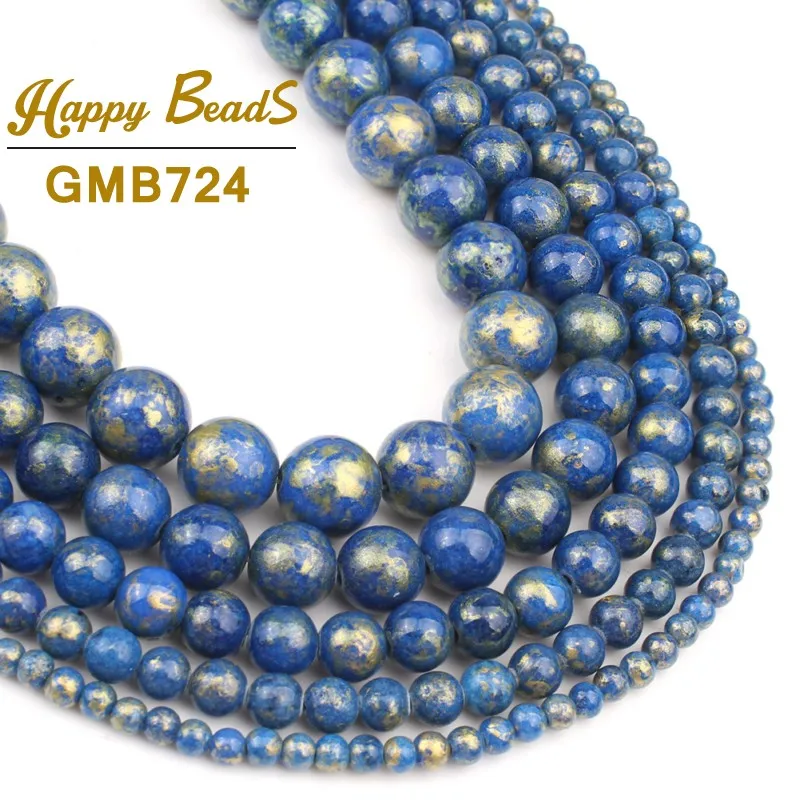

lapis lazuli Color Jades Stone Beads Round Loose Bead For Jewelry Making Natural Stone Beads Diy Ear Stud Bracelet 4/6/8/10/12m