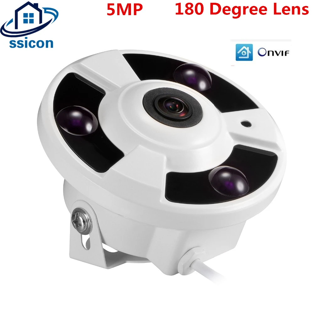 

SSICON H.265 5MP IP Home Security Camera 1.7mm Lens 180 Dgeree Metal Indoor Dome CCTV Surveilance Video Camera POE