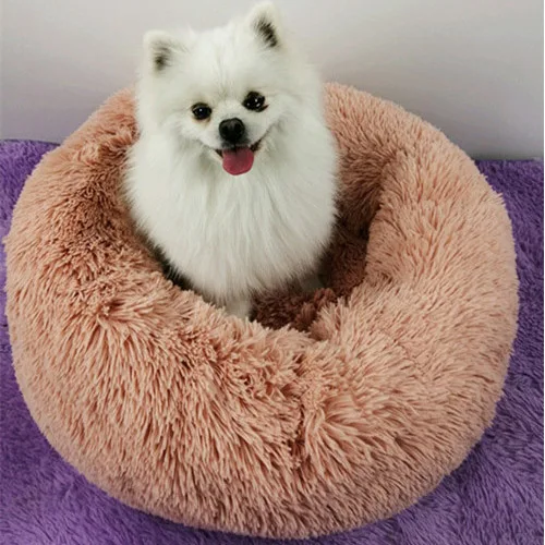 cheap Round Dog Bed Washable long plush Dog Kennel Cat House Super Soft Cotton Mats Sofa For Dog Chihuahua Dog Basket pet bed