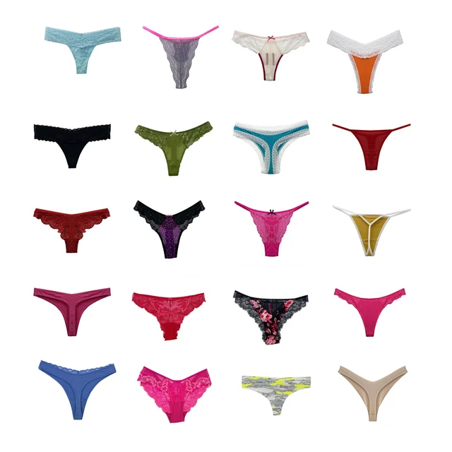 Conjunto de tangas para mujer, variedad aleatoria de tangas y Bragas, Tanga  femenino, parte trasera en T, ropa interior, lencería, 10/20 Uds. -  AliExpress