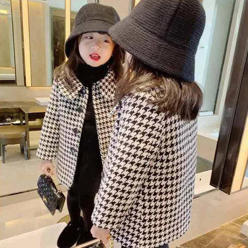 Autumn And Winter Children's Korean Lapel Fashion Overcoat for Girls girls winter coat girls outerwear