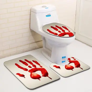 

Blood Fingerprint Bathroom Toilet Three-Piece Floor Mat Door Mat Bathroom Carpet Cover Shower Carpets Bathroom Mat Set