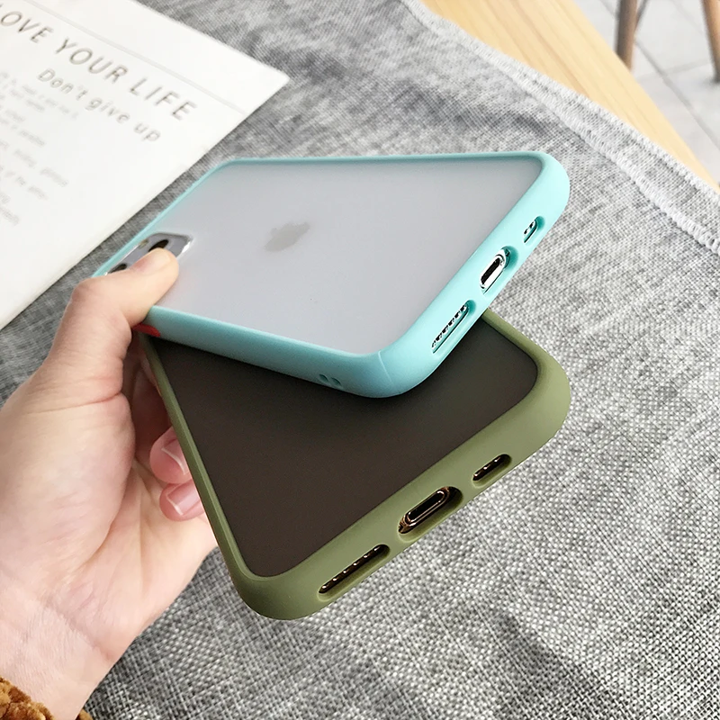 Мятный Гибридный простой матовый бампер чехол для телефона для Iphone 11 Pro Max Xr Xs Max 6s 8 7 Plus противоударный Мягкий ТПУ силиконовый прозрачный чехол