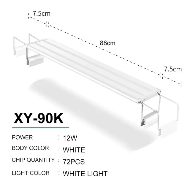 88-103 см светодиодный светильник для аквариума с белым/белым+ синим светодиодный s освещение для водных растений водонепроницаемая лампа для аквариума расширяемая - Цвет: XY-90K White Light