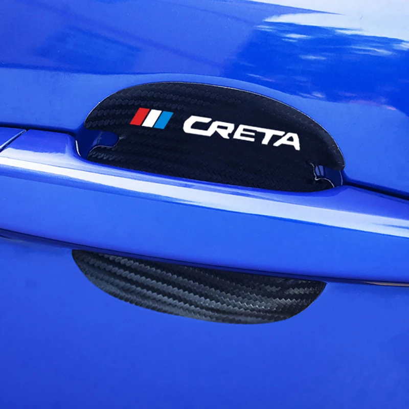 

4 Pcs Car Handle Protection car sticker Carbon Fiber leather Door Handle Adhesive for Hyundai creta ix25 accessories