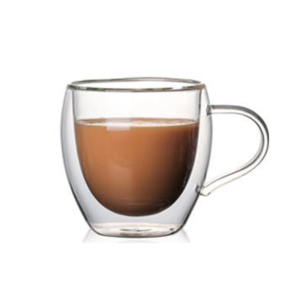 without lid 260ml ГОРЯЧАЯ двойными стенками изолированное стекло es Эспрессо кружки термостойкие толстые прозрачные стеклянные чашки D6 - Цвет: without lid 260ml