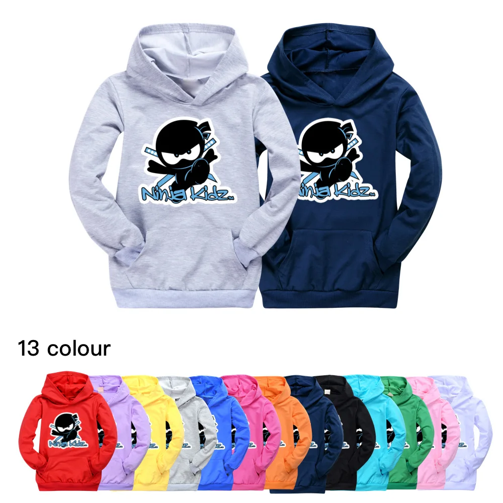 

NINJA KIDZ Kids Casual Pocket Sweatershirt Boys Hooded Girls T Shirt Child Fashion Clothes Cotton Birthday Girl Costume