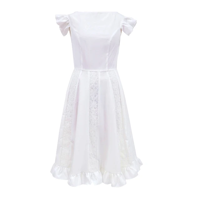2021 Summer Women Short Dress, Hollow Out Embroidery, Elastic Waist