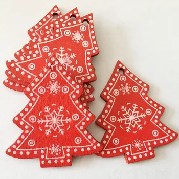 

Wooden White Red Christmas Pendants Ornaments 10pcs Christmas Kerst Decoratie Decorative for Home Merry Christmas Decor for Home