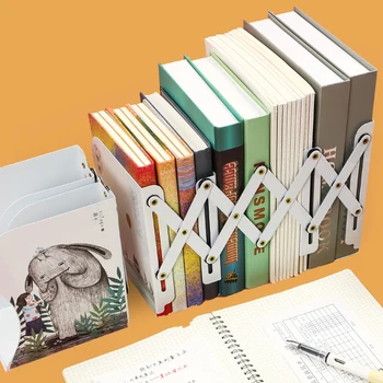 

Adjustable Bookshelf Bookends Shelf Holder Organizer Telescopic Folding Book Stand Stationery School Office Supplies