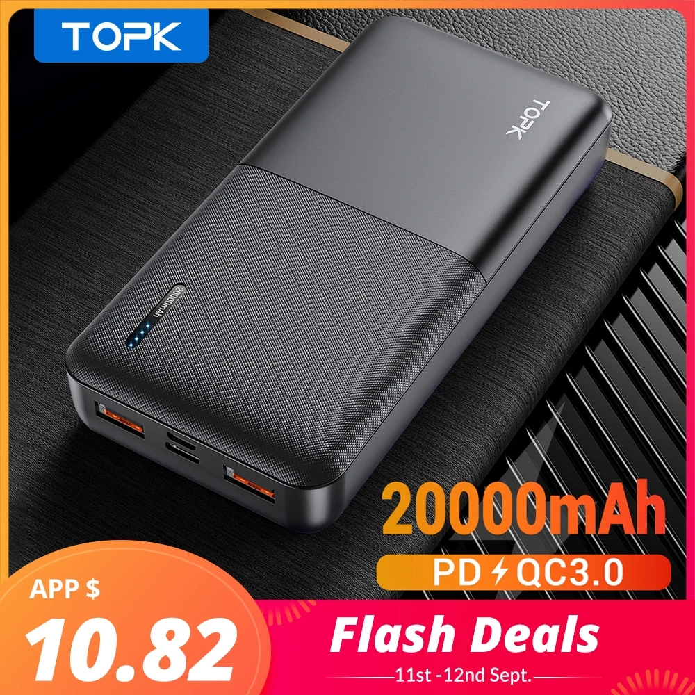  TOPK Power Bank 20000 мАч портативное зарядное устройство USB Type C PD 3,0 Быстрая зарядка 3,0 Быстрая зарядка внешний аккумулятор для Xiaomi 