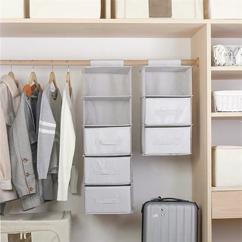 

Oxford Cloth Multi-layer Storage Hanging Bag Clothes Debris Wardrobe Storage Rack Foldable Drawer Storage Organizer Hanging Bag