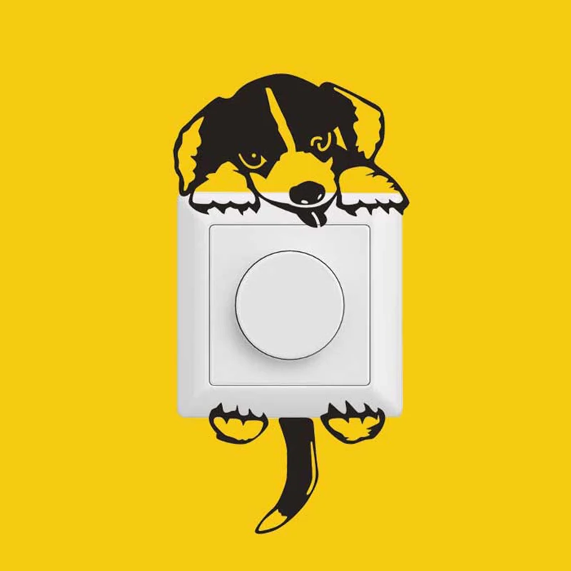 1 шт., милый светильник в виде собаки, съемная Наклейка на стену, водонепроницаемые наклейки в виде щенка, украшение для дома, фрески для гостиной, спальни